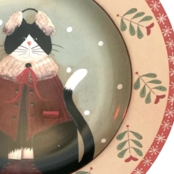 Oneida / Holiday Cats / Mix of 4 Stoneware Salad/ Dessert Plates in box - Picture 12 of 14